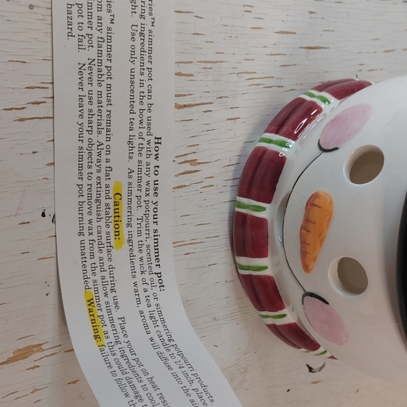 Waxcessories Vintage 2000 Ceramic Simmer Pot Frosty Christmas Snowman Tealight - Picture 5 of 7